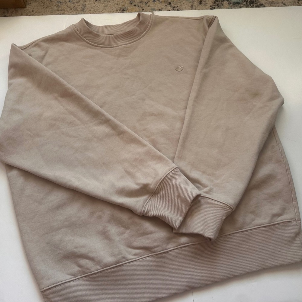 Adidas Originals Adicolor Essentials Trefoil Crewneck Sweatshirt Beige Tan Large